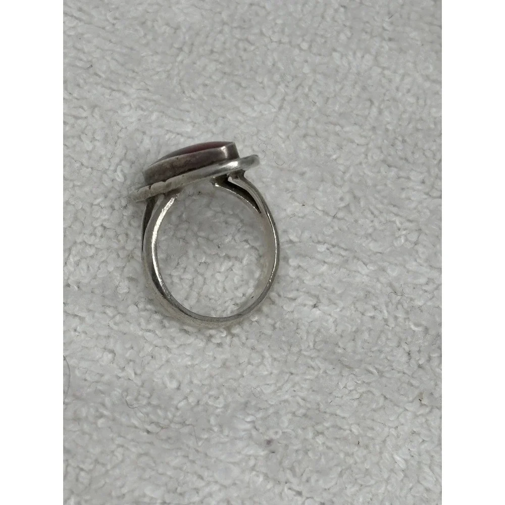 VTG Sterling Silver Mexico Red Howlite Cabochon‎ Statement Ring Size 5.5